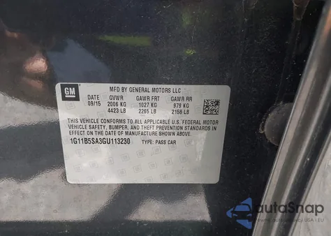 2016 Chevrolet Malibu Limited Ls z USA, uszkodzony, nr VIN 1G11B5SA3GU113230